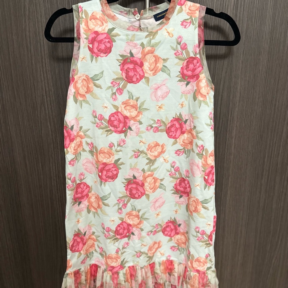 ALESSANDRO MANZONI Girls Floral Pastel Dress with Ruffle Size 12Y